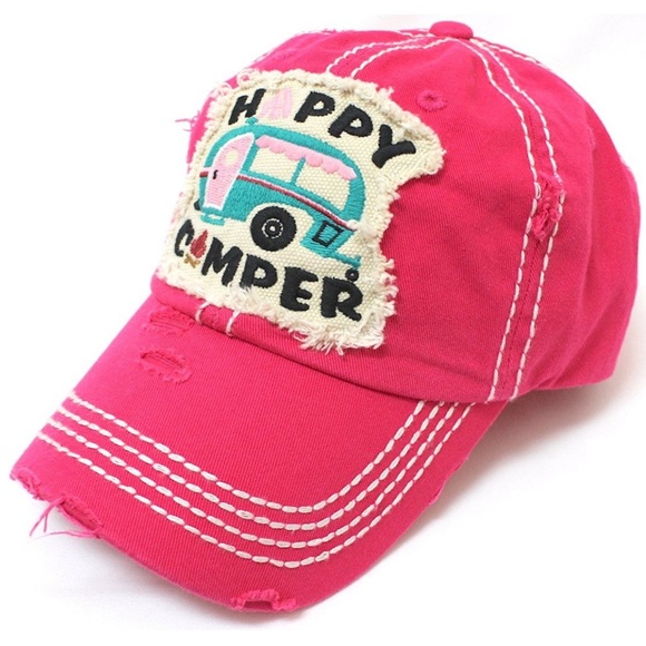 HOT PINK Happy Camper Patchy Embroidery Cap & MORE - Picture 5 of 5